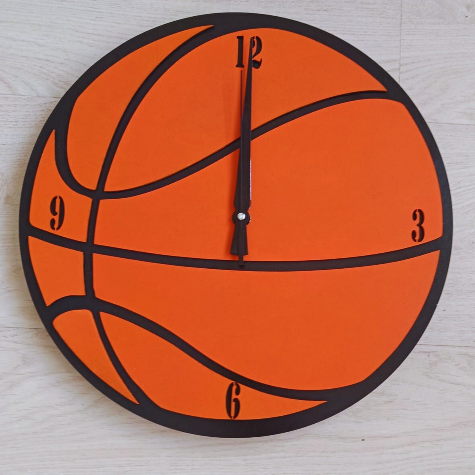 Basketball Kids Room Wall Decor Set | Personalized Name Wall Sign | Basketball Clock, Shelf & Hook | Handmade Nursery Gift | Boys Room Decor